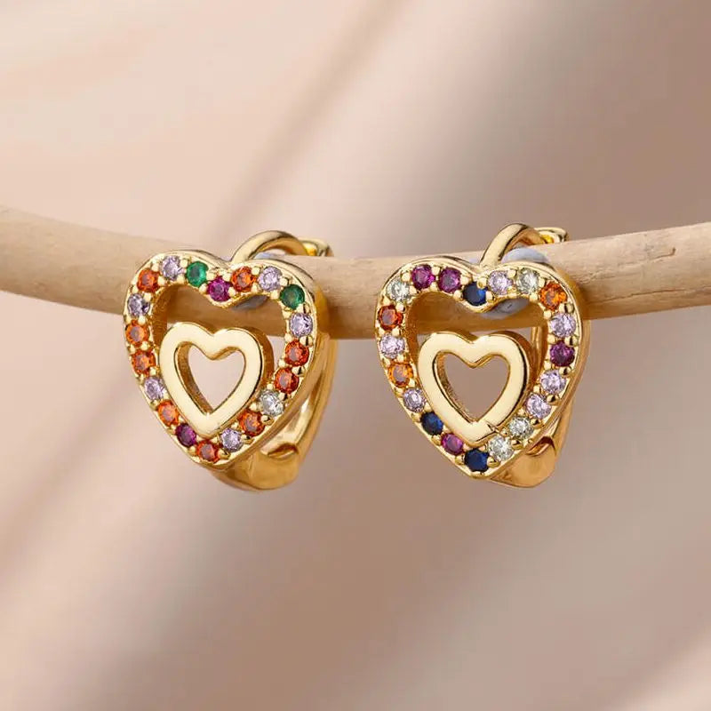 Zircon Heart Pendientes Earring For Women Stainless Steel Gold Color Piercing Earring 2025 Trend Jewelry aretes Accesorios mujer Vera Lux