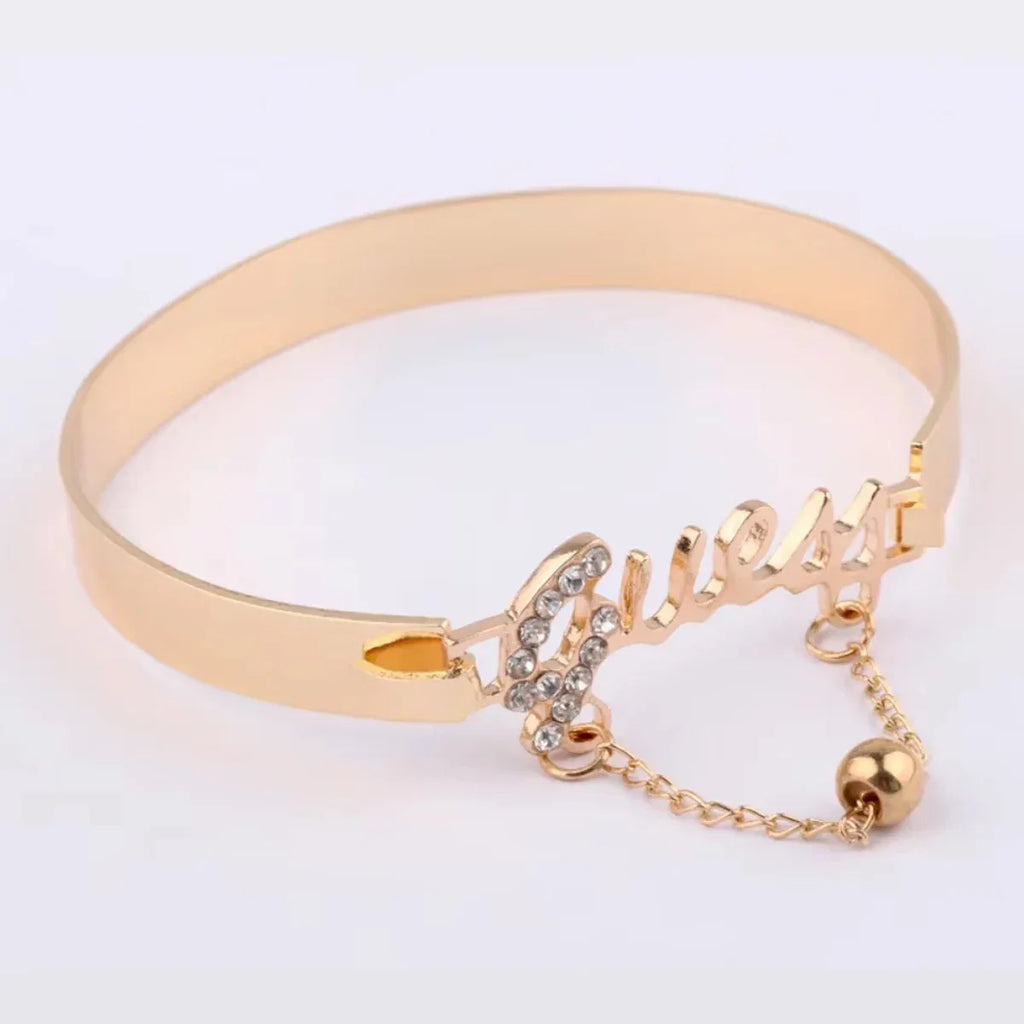 Women's Metal Bracelet Letter Design Chain Tassel Alloy Band Crystal Charm Hot Selling Jewelry Fashion Jewelry Vera Lux