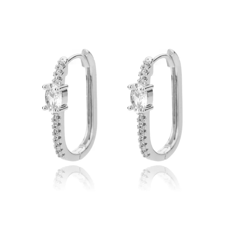 Cubic Zirconia U Shape Stud Earrings For Women Stainless Steel Geometric Earrings Jewelry Wedding Birthday Gift Vera Lux