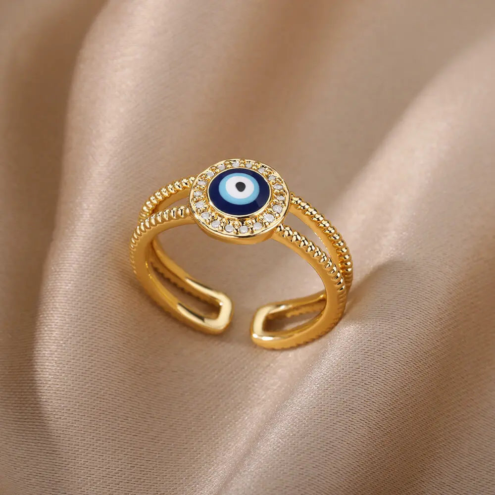 Evil Eye Rings For Women Stainless Steel Turkish Eye Ring Wedding Gothic Aesthetic Jewelry Sets anillos bague bijoux Vera Lux