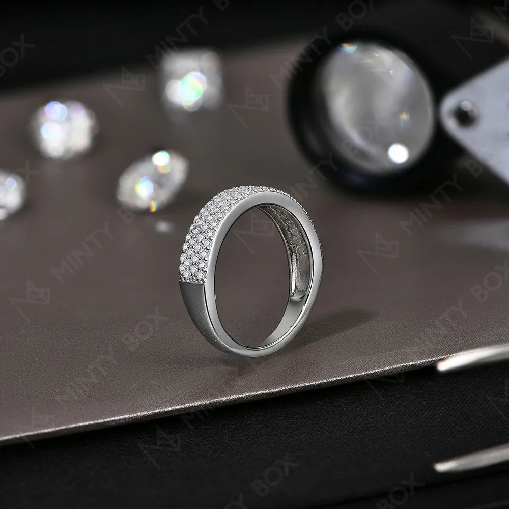 MINTYBOX Moissanite Wedding Band S925 Sterling Silver Ring for Women Lab Diamond Stackable Rings Engagement Fine Jewelry Gift Vera Lux