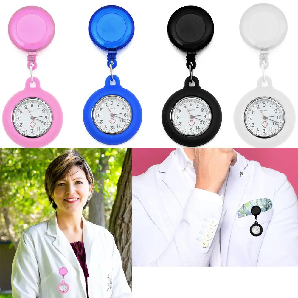 1PC New Retractable Nurse Watch Clip-on Fob Watch Doctor Medical Hanging Brooch Pin Quartz Clock Doctor Nurse Gifts Vera Lux