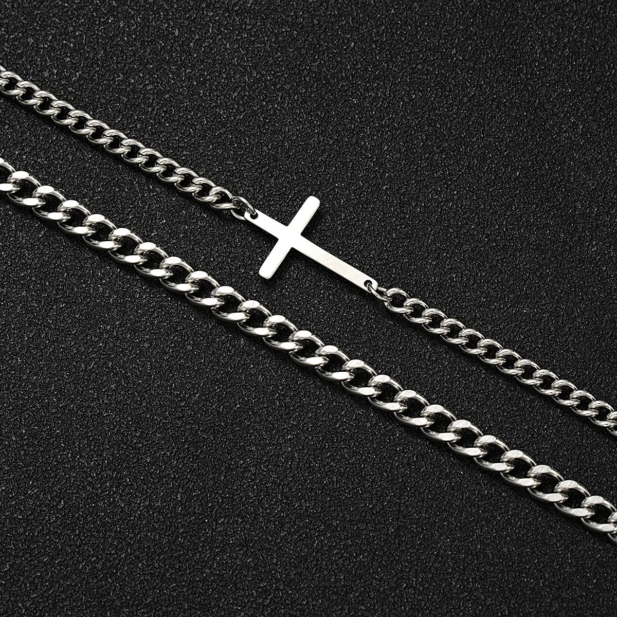 2024 New Stainless Steel Cross Cuban Chain Bracelet Set for Men Hip Hop Punk Snake Chain Bracelets Fashion Unisex Jewelry Gifts Vera Lux