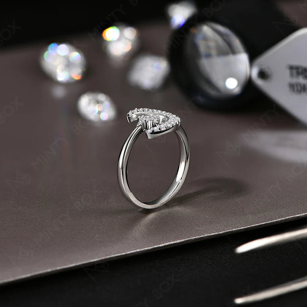 MINTYBOX 0.242CTW Star Moon S925 Sterling Silver Moissanite Rings For Women Lab Diamond Ring 18K Gold Plated Wedding Jewelr Gift Vera Lux