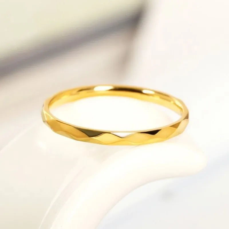2mm Thin Stackable Ring Stainless Steel Multi-Faceted Wedding Band for Women Girl Size 5-10 Vera Lux