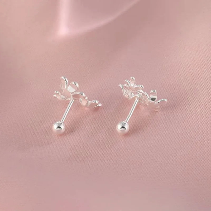 925 Sterling Silver Three Flowers Small Piercing Stud Earrings For Women Elegant Luxury Fine Jewelry Engagement Accessories Vera Lux