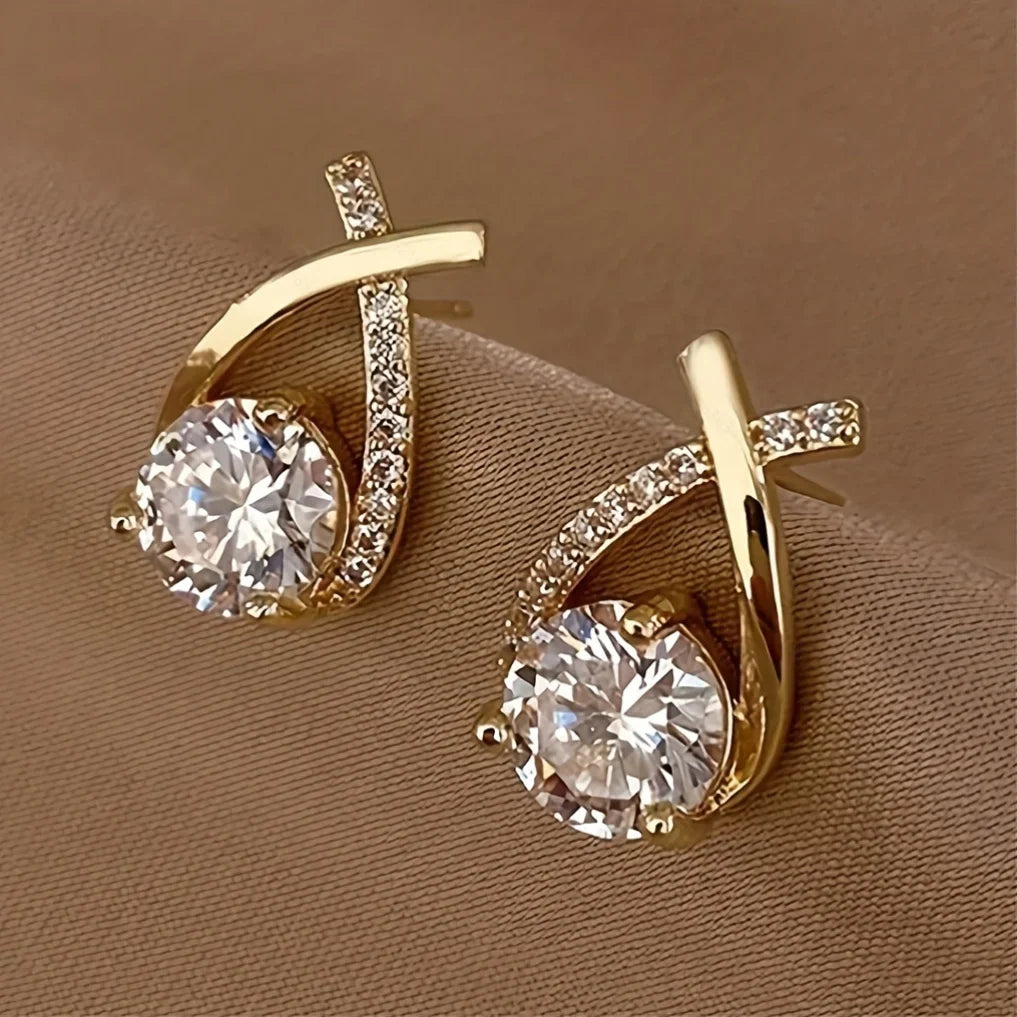1 pair of luxurious and fashionable twisted S925 silver droplet cube earrings for decoration Vera Lux