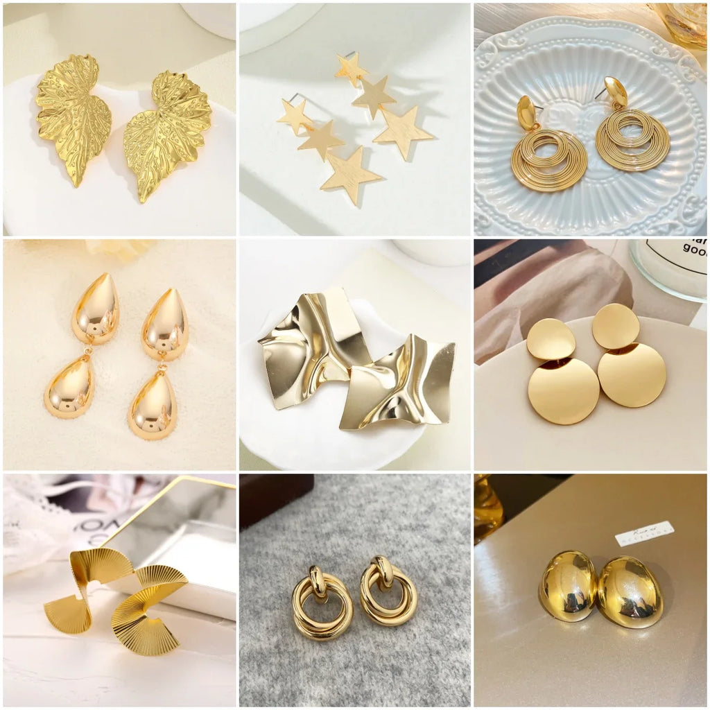 Minimalism Personality Metal Drop Earrings for Women Leaf Round Water Droplet Butterfly Twist Metal Earrings Geometry Jewelry Vera Lux