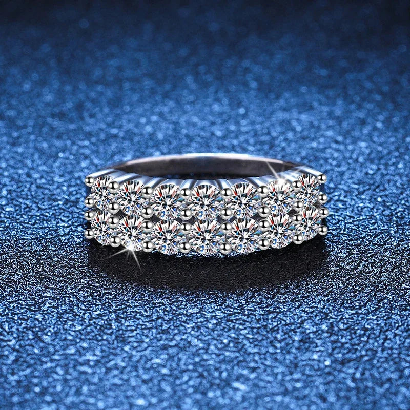 NeeTim 1.4CT All Moissanite Rings for Women Sparkling Diamond Wedding Band S925 Sterling Silver with White Gpld Plated Jewelry Vera Lux
