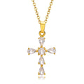 Danity Cubic Zirconia Cross Pendant Necklace for Women, Stainles Steel Chain Adjustable Vera Lux