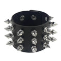 PU Leather Studded Bracelet Punk Spike Rivets Cuff Black Wristband Bracelet For Rock - themed Events Vera Lux