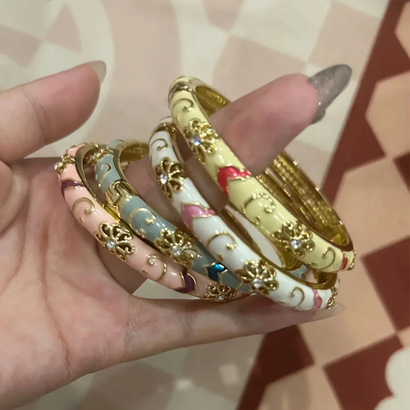 1pcs Chinese Retro Style Bracelet Enamel Blue And White Porcelain Element Women's Bracelet Exquisite Elegant Ladies' jewelry Vera Lux