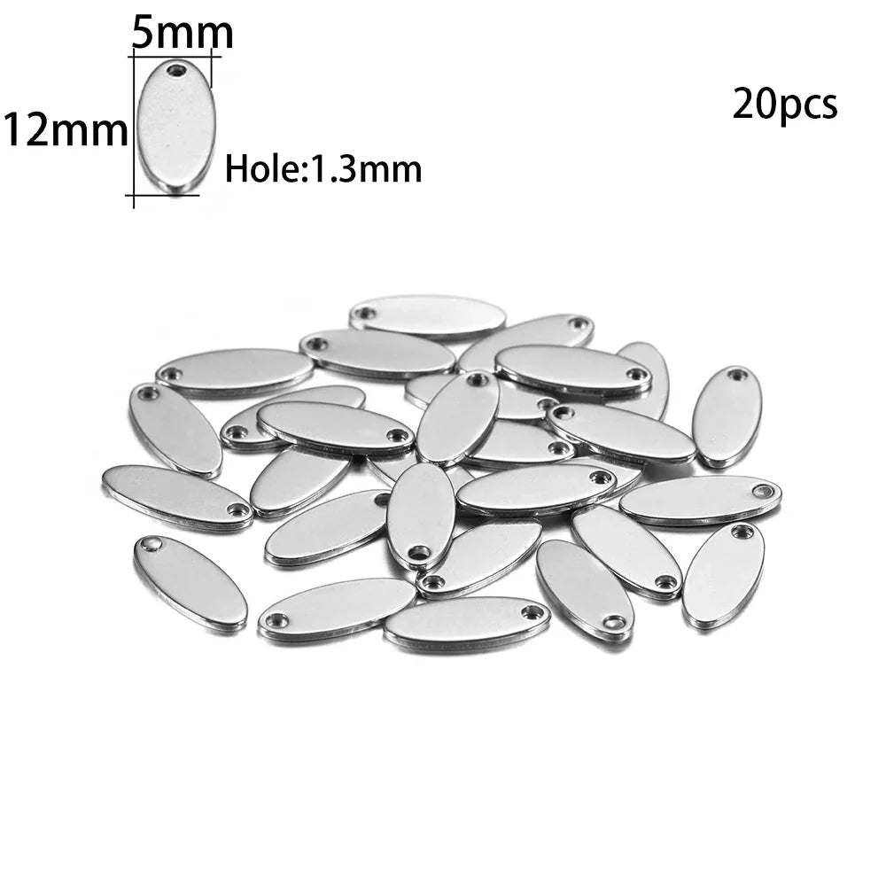 10-50Pcs Gold Stainless Steel Customized Dog Tag Heart-Shaped Oval Blanks Charm Pendant Charms For DIY Jewelry Making Supplies Vera Lux