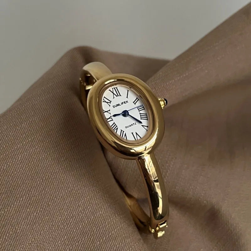 Famous Brand Women Quartz Watch Fashion Luxury Gold Wristwatch Gift Ladies Rome Dial Bracelet Watch Dropshipping Clock Vera Lux