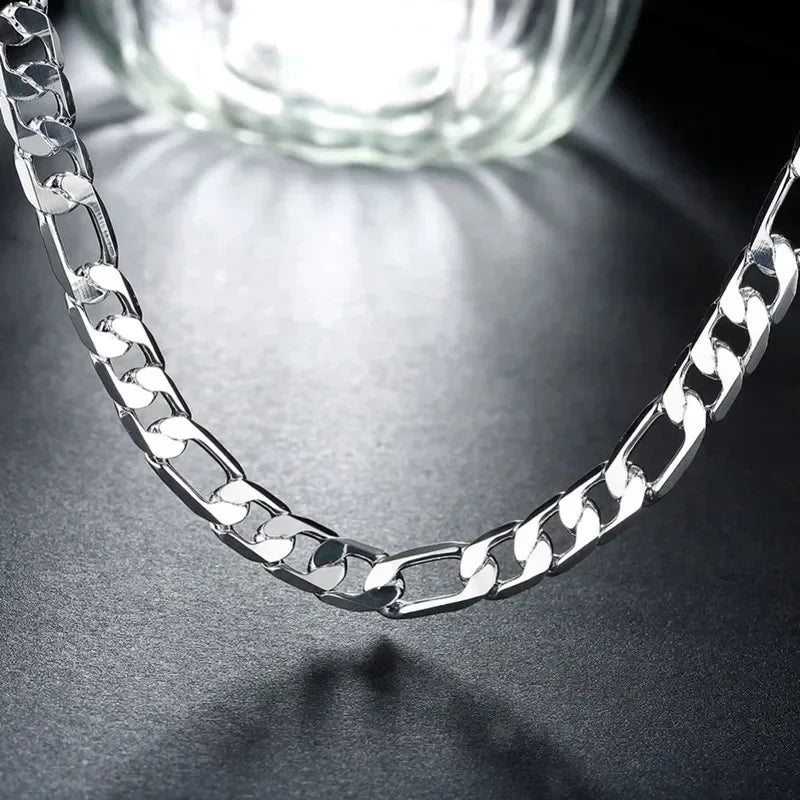 Solid 925 Sterling Silver Necklace For Men Classic 12mm Cuban Chain 18-30 Inch Charm High Quality Fashion Jewelry Wedding Vera Lux