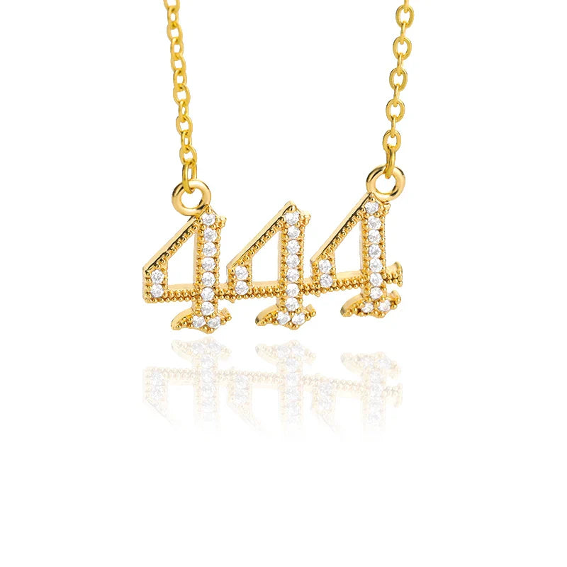 111 222 333 444 555 666 777 888 999 Necklaces For Women Gold Color Stainless Steel Zircon Angel Number Pendant Necklace Jewelry Vera Lux