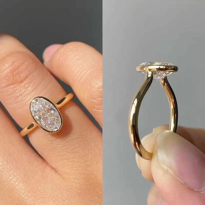 925 Sterling Silver Zircon Fashionable Simple Oval Rings For Women Engagement Wedding Luxury High Quality Jewelry Hot Sales Vera Lux