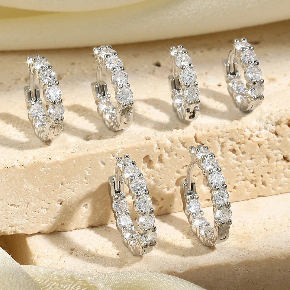 Yupsk 6pcs Shiny Zircon Ear Rings White Gold Color Huggie Cartilage Piercing Ear Cuff Tiny Earring for Women Men Jewelry Gift Vera Lux