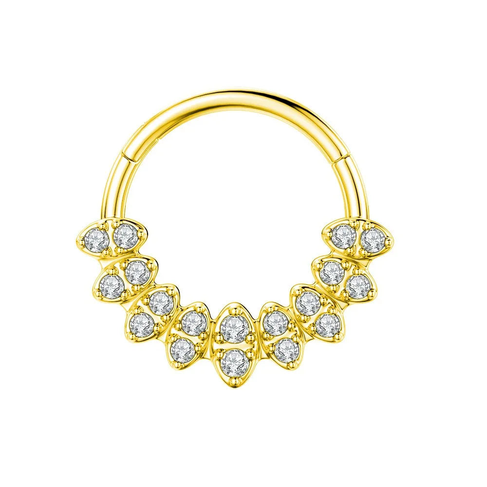 316L Surgical Steel Segment Nose Ring Zircon Septum Clicker Ear Cartilage Helix Daith Hoop Body  Piercing Jewelry Vera Lux