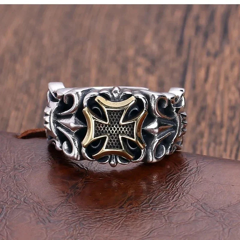 New Punk Large Cross Ring Adjustable Size Fashion Men's Personalized Design Jewelry Street Retro Gothic Trend JewelryAccessories Vera Lux
