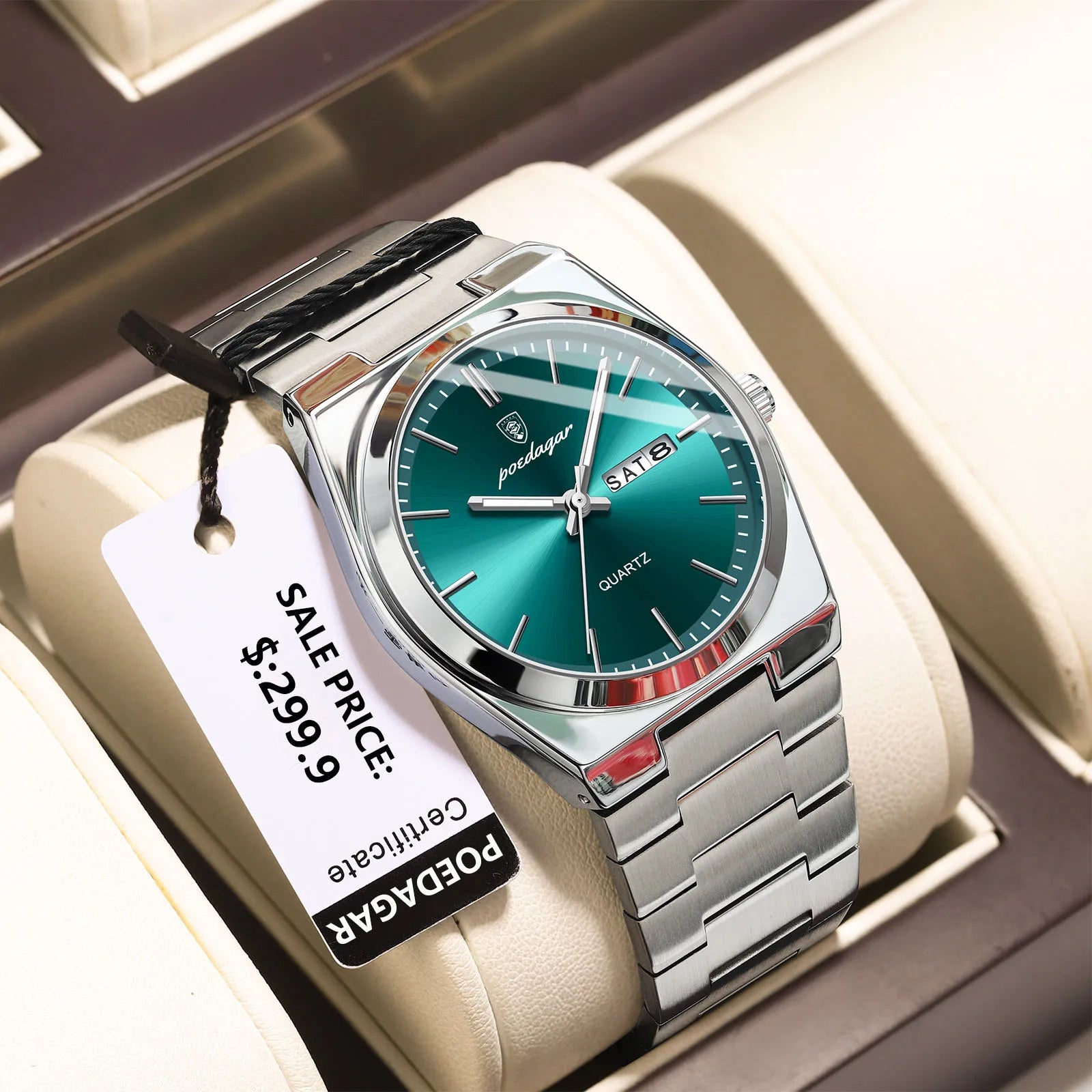 POEDAGAR Luxury Watch For Man Waterproof Luminous Date Week Stainless Steel Men Watch Casual Quartz Men's Watches Male Clock+box Vera Lux