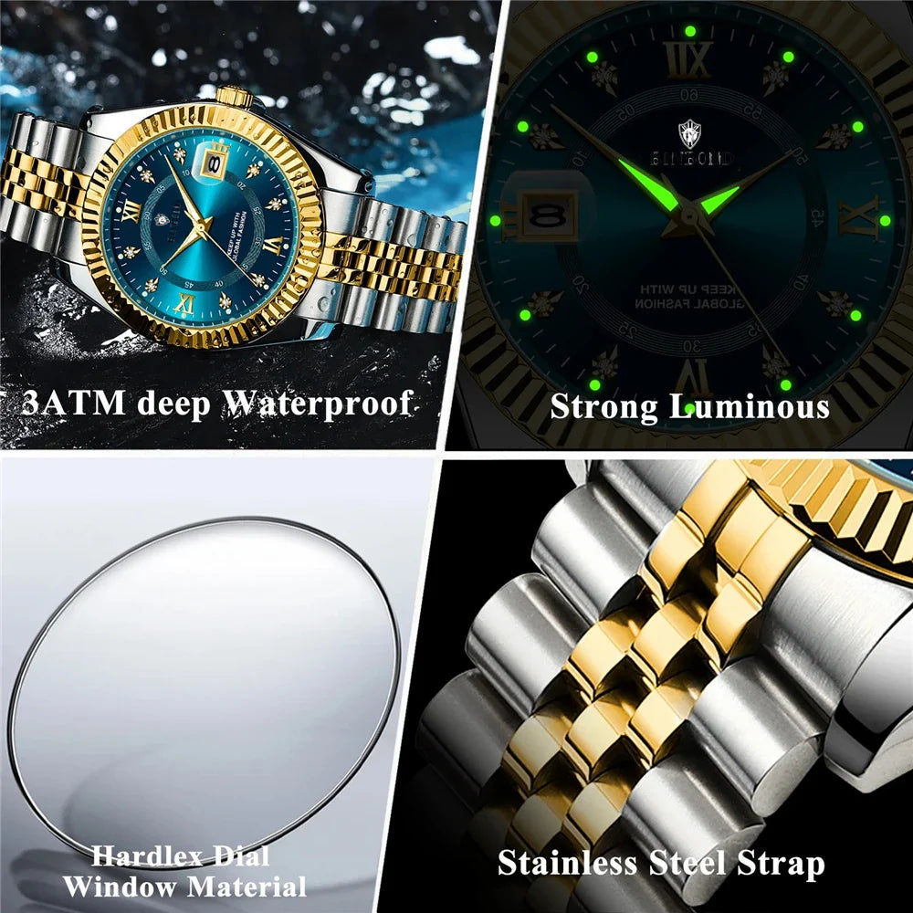 Fashion Quartz Wristwatches Luxury Brand High Quality Diamond Watch For Man Gifts Digital Mens Automatic Watches Men Gold Clock Vera Lux