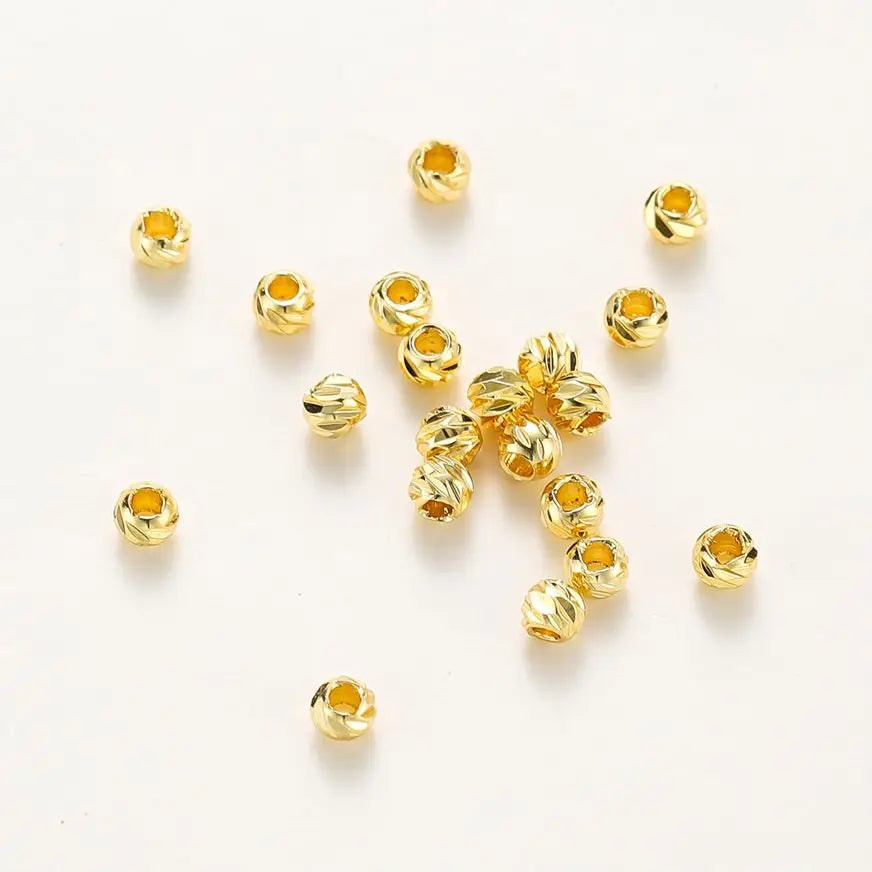 20pcs/lot 14K 18K Gold Round Loose Beads Bracelet Necklace Spacer Brass Beads For DIY Earing Making Accessories Whosale Findings Vera Lux