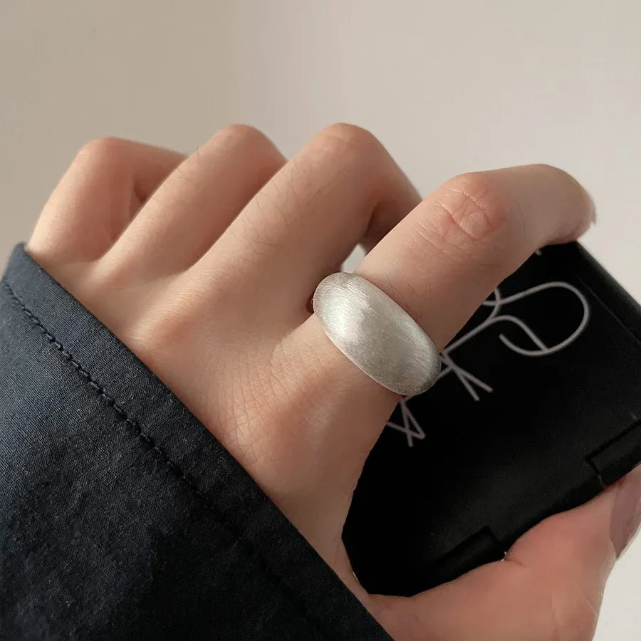925 Sterling Silver Tellipse Geometry Sanding Simple Rings For Women Couple Engagement Luxury Jewelry Accessories Jewellery Vera Lux