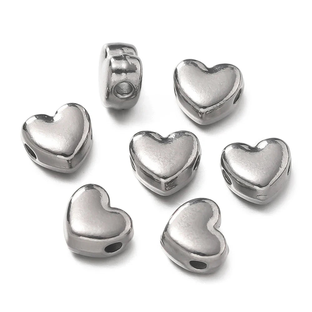 10Pcs/Pack Stainless Steel Various Shape Gold Steel Color Texture Spacer Beads for DIY Bracelet Jewelry Making Accessories Vera Lux