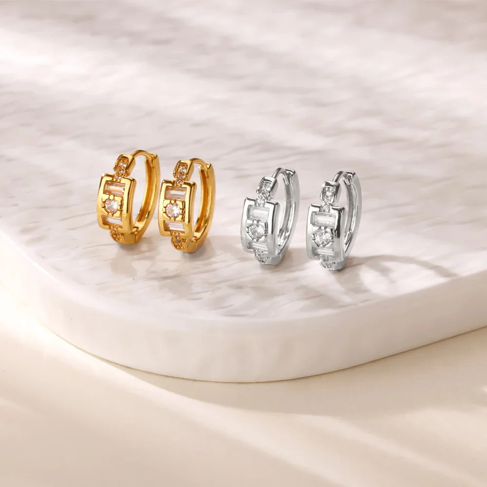 Round Shiny Zirconia Earrings for Women Stainless Steel Gold Color Piercing Earrings 2025 New Fashion Jewelry Mother's Day Gift Vera Lux