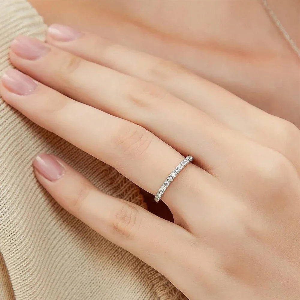 MINTYBOX Moissanite Wedding Band Ring S925 Sterling Sliver Brilliant 1.5mm Diamond Rings for Women All Pass Test Fine Jewelry Vera Lux