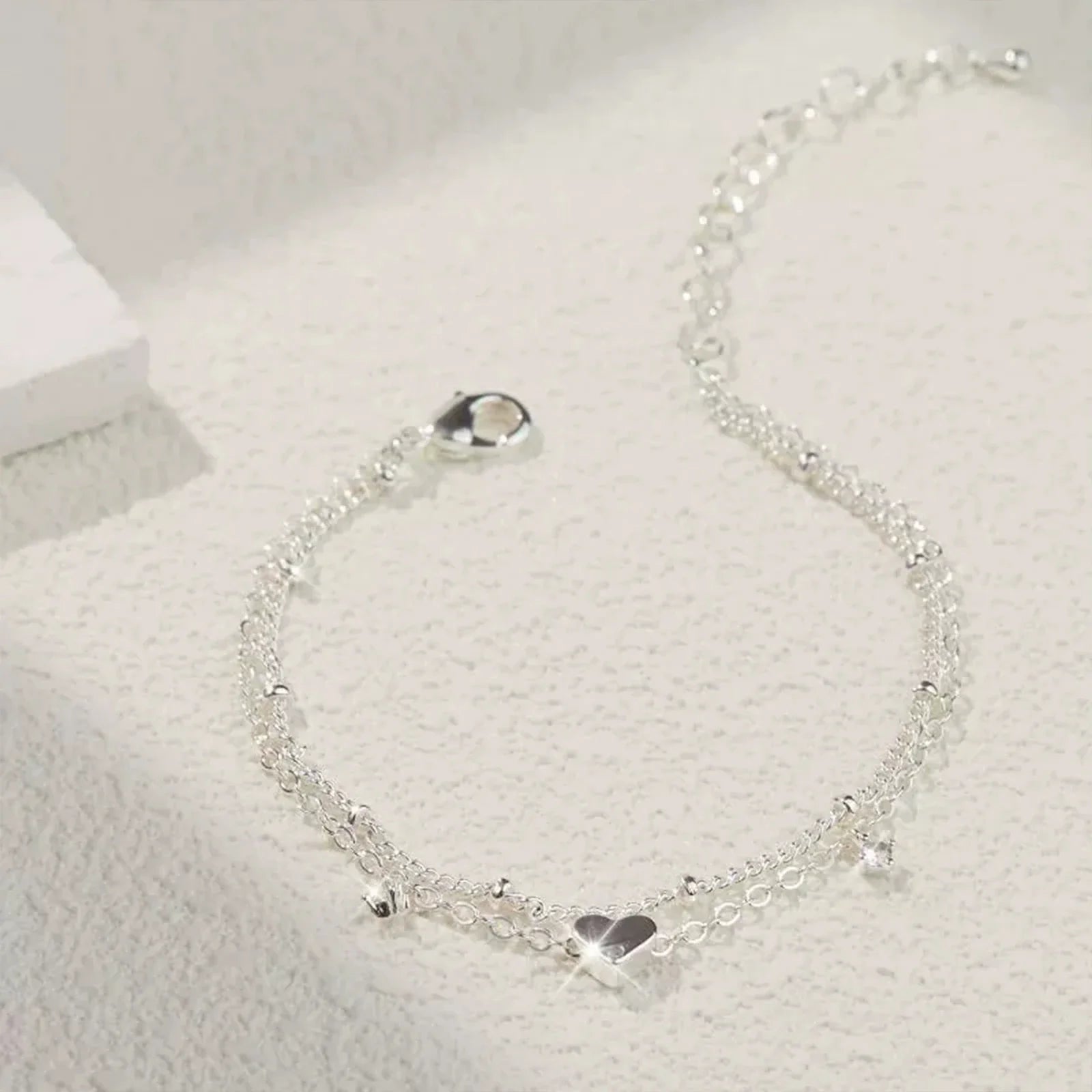 925 Sliver Plated CZ Anklet Bracelets for Women Girl Trendy New Waterproof Heart Charm Dainty Layer Chain Anklets Jewelry Gifts Vera Lux