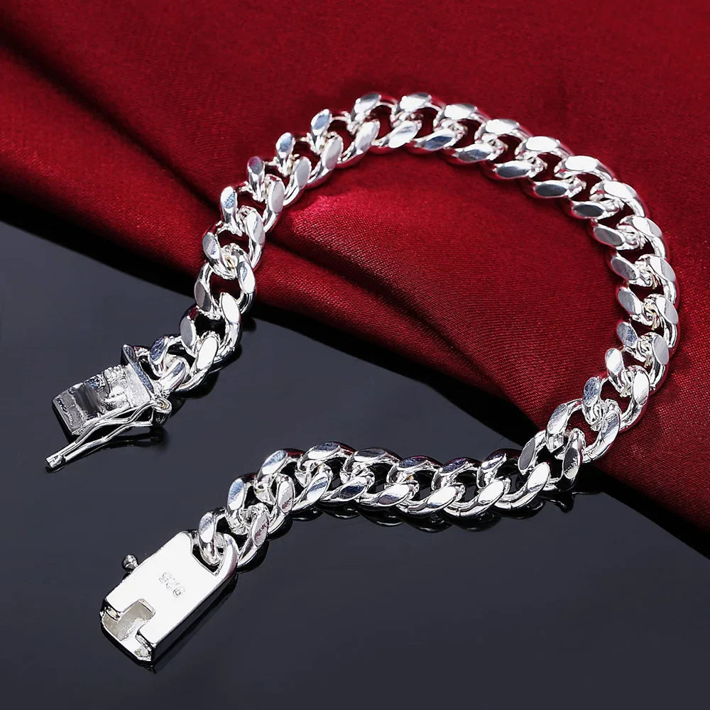 925 Sterling Silver Exquisite Solid Chain Bracelet Fashion Charm Women Men Solid Wedding Cute Simple Models Jewelry Vera Lux