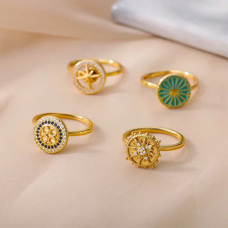 Fashion Anxiety Ring Spinner Rings For Women Satinless Steel Gold Color Round Rotary Anti Stress Fidget Ring Party Jewelry Gift Vera Lux
