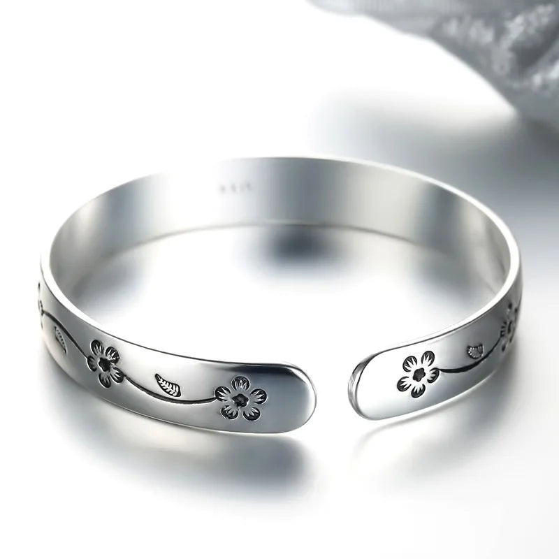 925 Sterling Silver Flower Open Bracelet For Women Luxury Quality Jewelry Wholesale   Jewellery Vera Lux