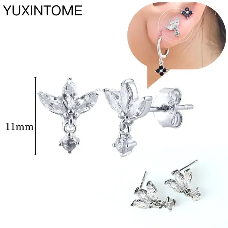 925 Sterling Silver Ear Needle Fashion Hoop Earrings White Crystal Luxury Women's Silver Earrings Wedding Women's Jewelry Gift Vera Lux