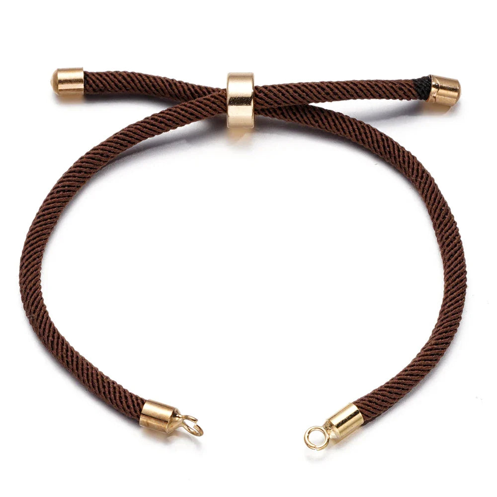 1pc Adjustable Nylon Braided Twisted Cords Slider Friendship Bracelets with Brass Cord End for Jewelry Making DIY Findings Vera Lux