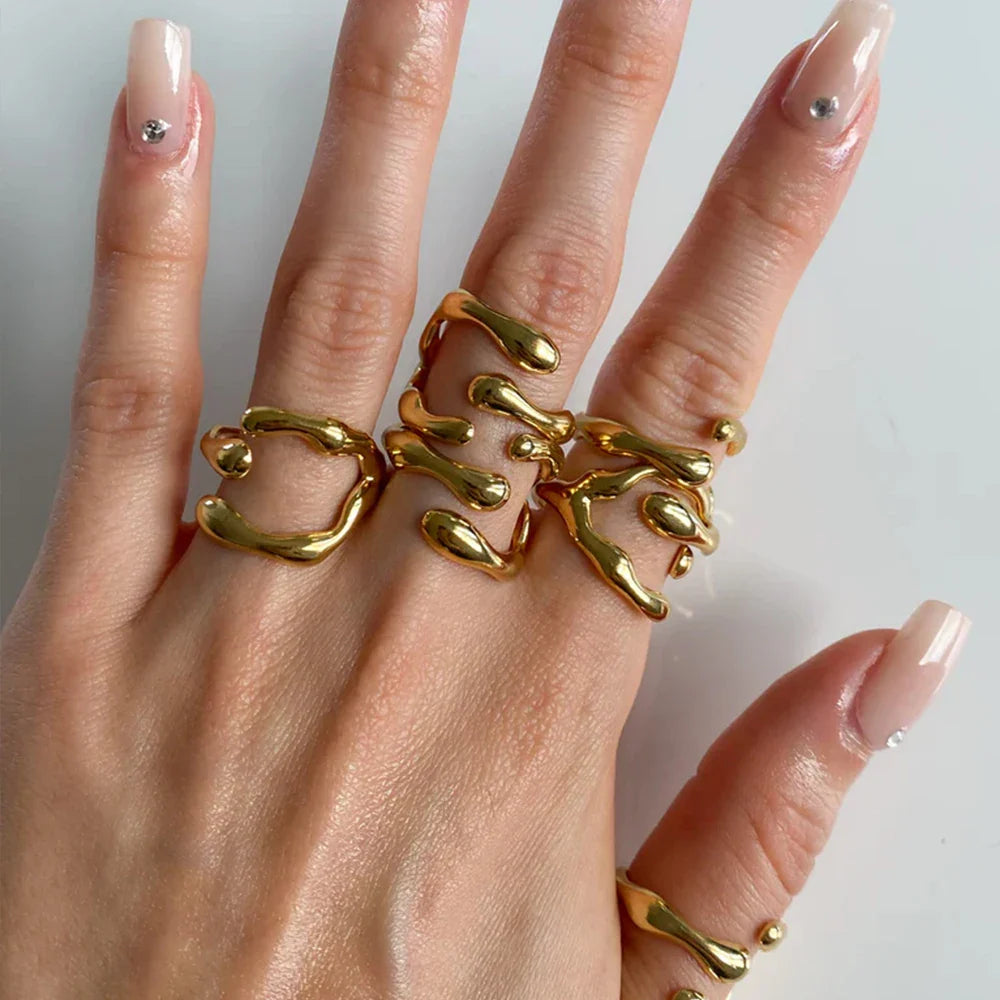 Simple Stainless Steel Adjustable Women's Ring Statement Jewelry for Women Designer Opening Finger Ring Wholesale Dropshipping Vera Lux