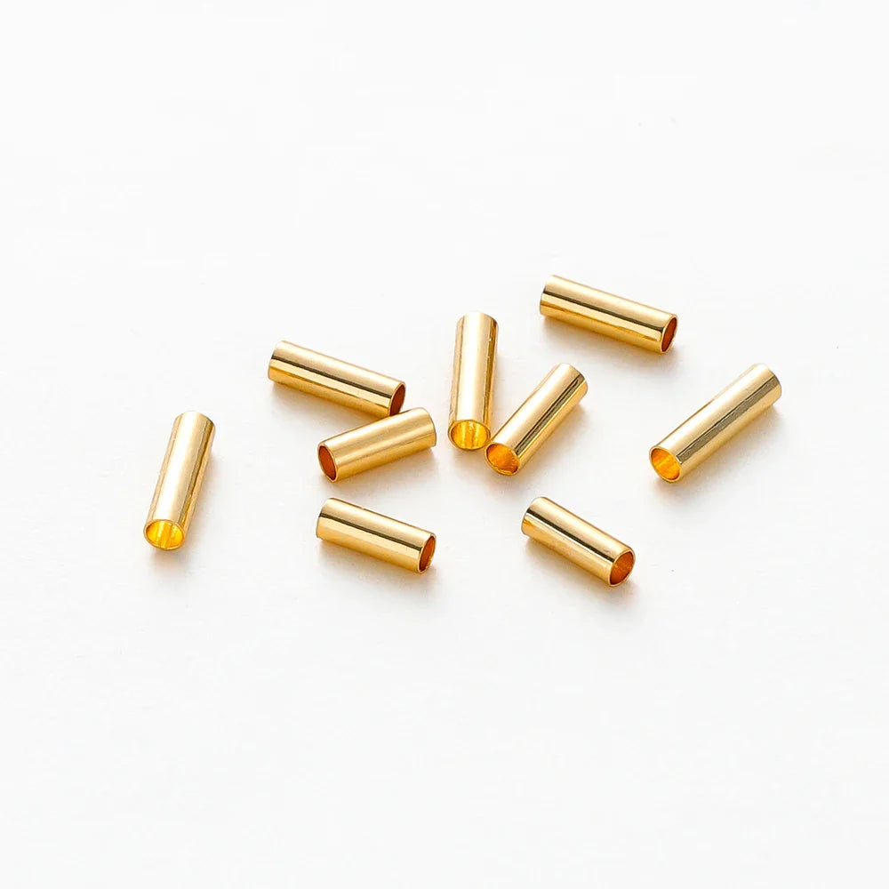 100pcs14K 18K Gold Plated Brass Noodle Tube Cylinder Straight Beads 5 6 7mm Spacer Loose Beads For DIY Bracelet Jewelry Making Vera Lux