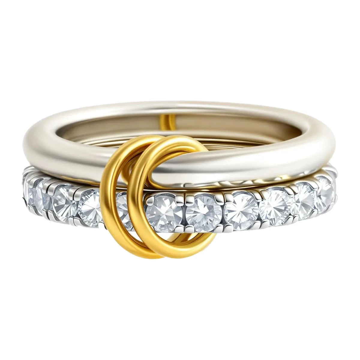 A Niche Two-Color Four-Ring Copper Jewelry Ring, Hypoallergenic, Ins Style, Stacking Artifact, Suitable For Young Women Vera Lux