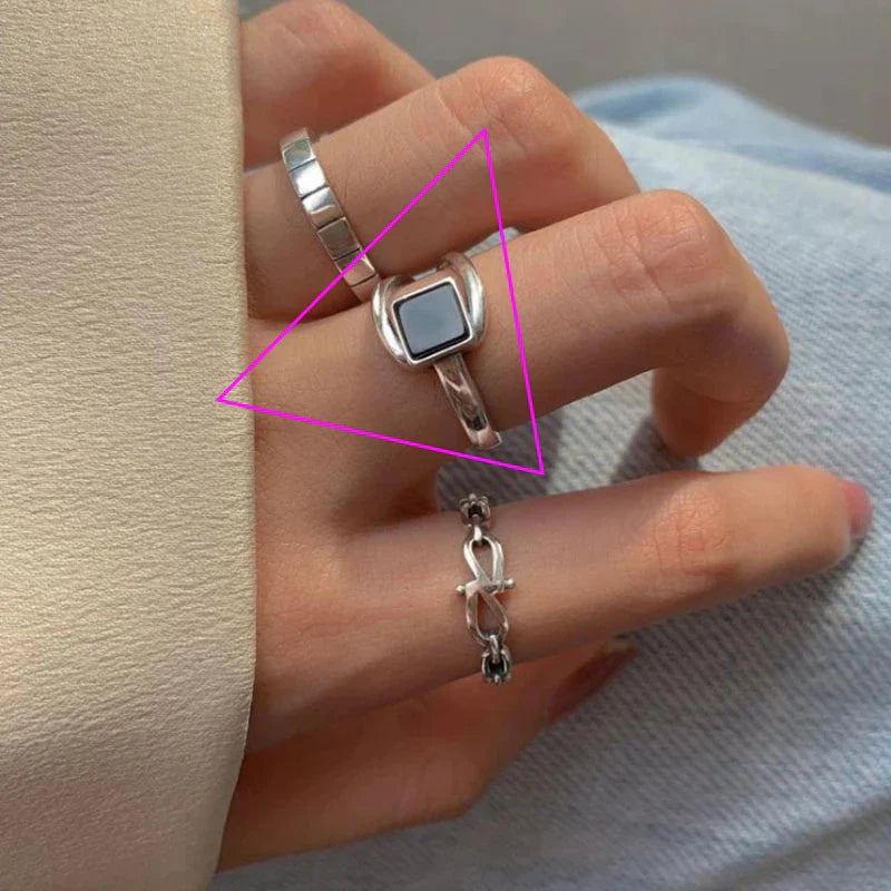 925 Sterling Silver plated Ring for Women Girl Gift Blace Stone Crystal Glaze Retro Punk Open Jewelry Dropship Wholesale Vera Lux