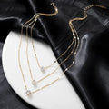 Multi-layer Five-pointed Star Heart Shape Water Drop Pendant Chain Necklace Alloy Material Glass Collarbone Chain Sexy Women New Vera Lux