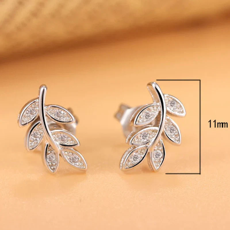 Luxury 925 Sterling Silver Leaf Small Engagement Earrings For Women Fine Jewelry Wholesale Jewellery Prevent Allergies Vera Lux