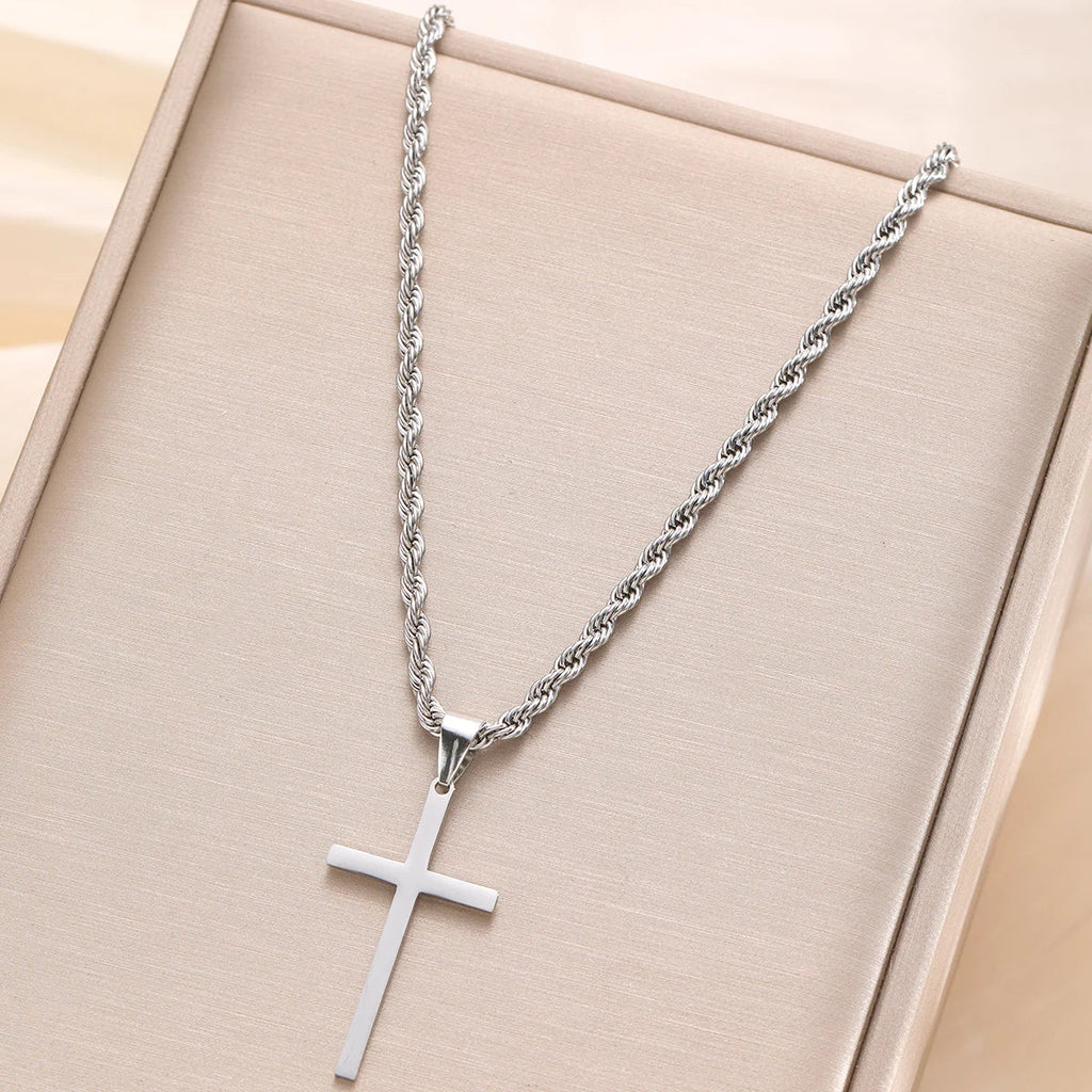 New Stainless Steel Cross Pendant Necklace for Men Women Minimalist Gold Color Jewelry Male Female Necklaces Chokers Gifts 2024 Vera Lux