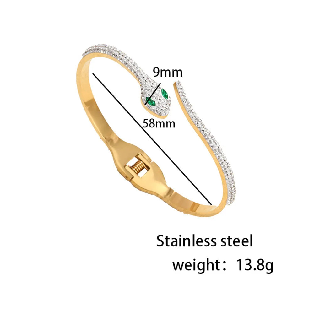 Classic stainless steel zircon enamel women's bracelet, high quality waterproof metal bracelet, wedding party jewelry Vera Lux