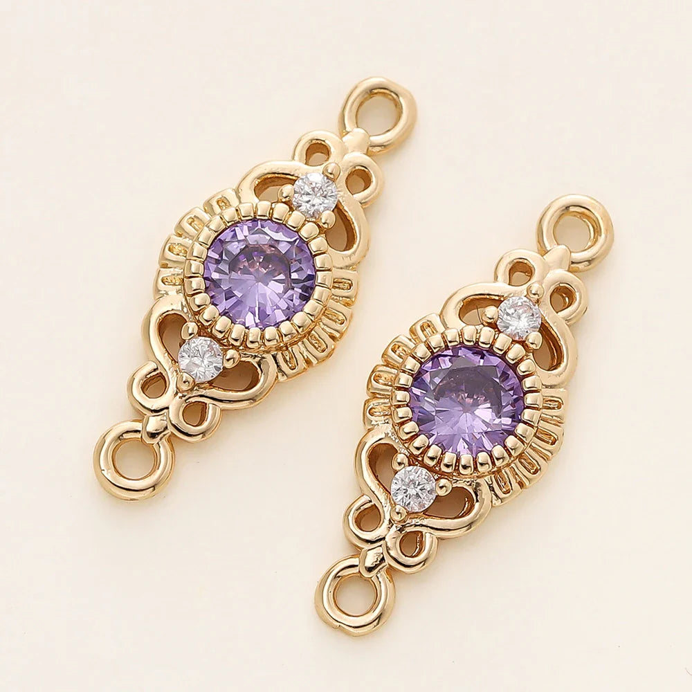 5/10Pcs/Pack 18K Gold Color Plated Metal Brass 2 Holes Oval Connector Pendants for DIY Necklace Jewelry Making Accessories Vera Lux