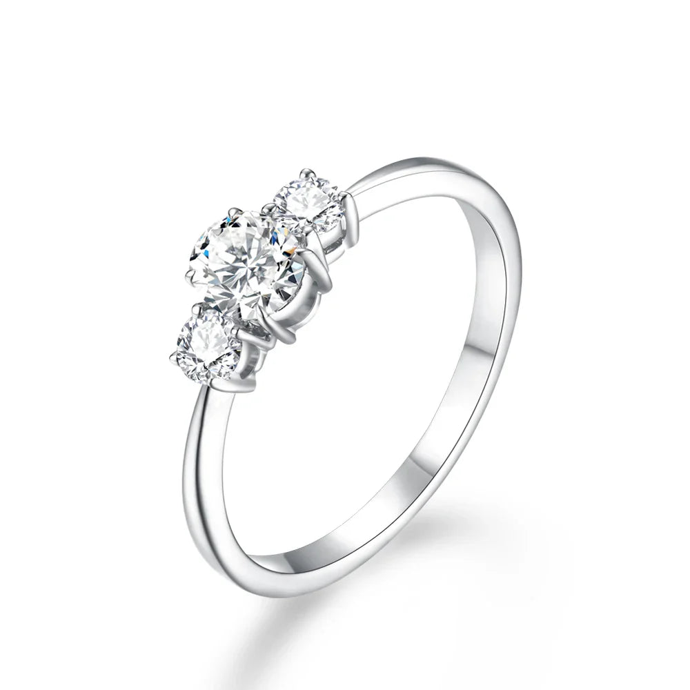 MINTYBOX D Color Oval Cut Three Stone Moissanite Rings Solid 925 Sliver 18K Plated Jewelry for Women Engagement Ring Wedding Vera Lux