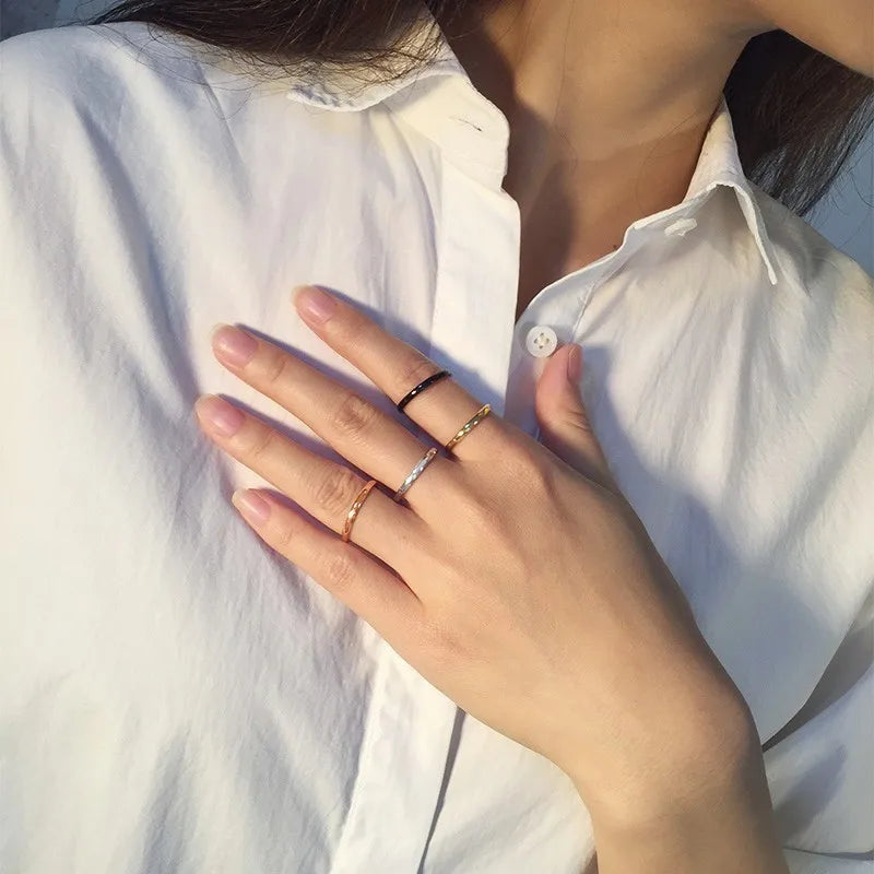 2mm Thin Stackable Ring Stainless Steel Plain Band Knuckle Midi Ring for Women Girl Size 3-12 Vera Lux