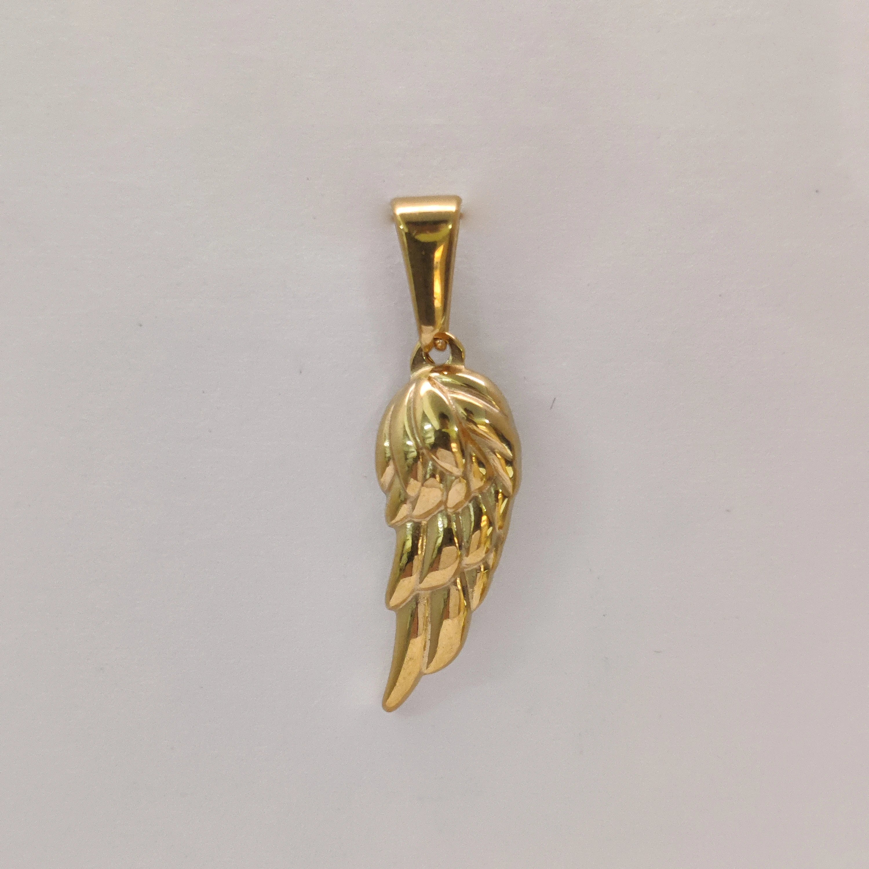 18K Gold Plated Angel Wing Pendant Necklace - Vintage Feather Design for Men, Stainless Steel Chain Jewelry Gift Vera Lux