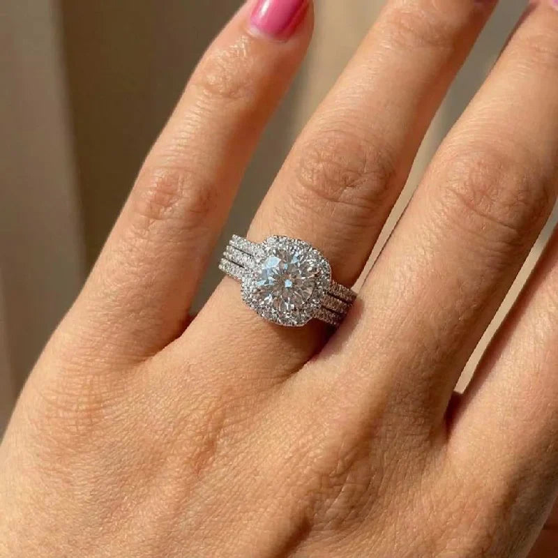 925 Sterling Silver Sparkling Full Zircon Square Geometry Rings for Women Gift Party High Quality stylish Jewelry Hot Sales Vera Lux